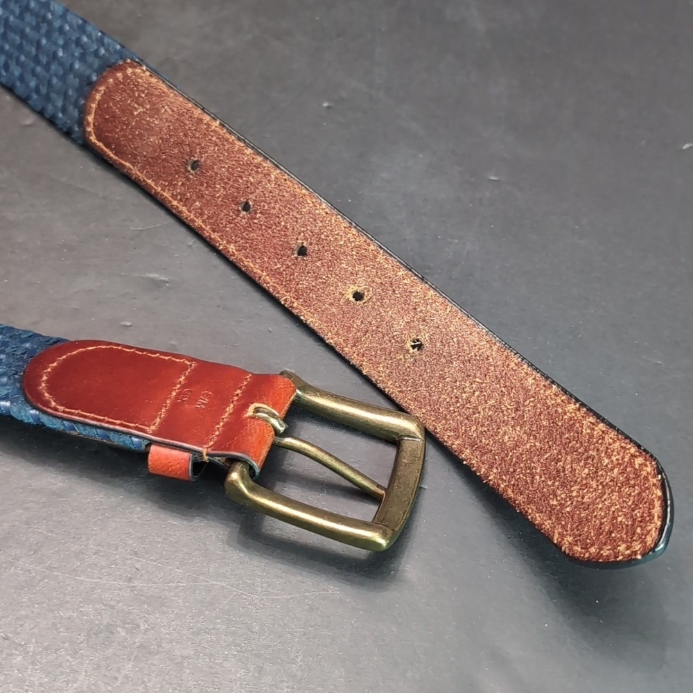 Ted Baker Men's Stretch Blue Woven/Leather Belt,S/M. - Picture 5 of 9